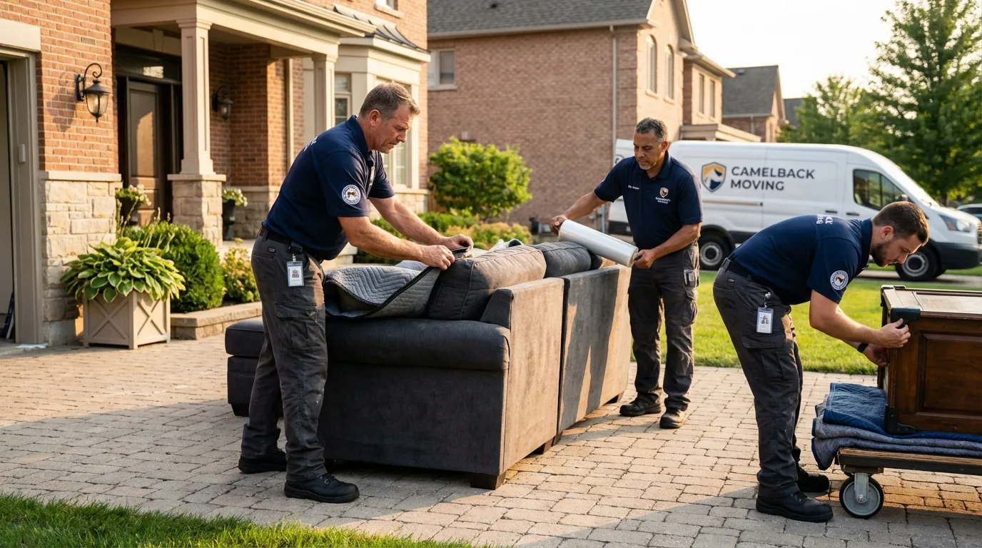 Large estate moving crew wrapping furniture in Owatonna, MN