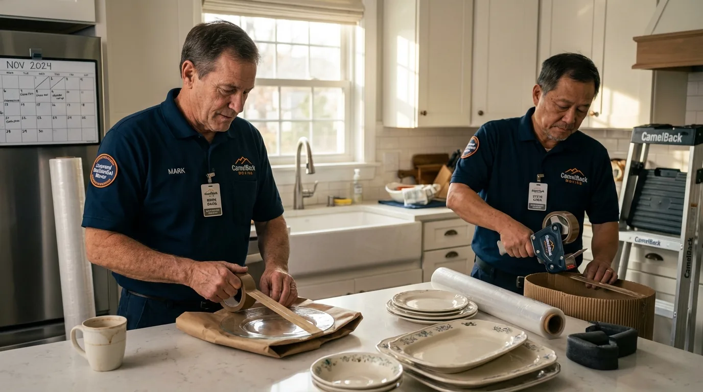 Professional crew packing kitchen dishware in Owatonna, MN